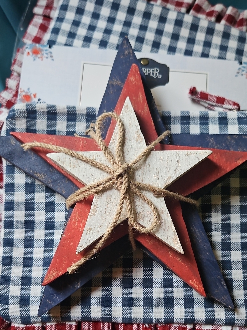 Layered Rustic Star Decor - Red, White & Blue